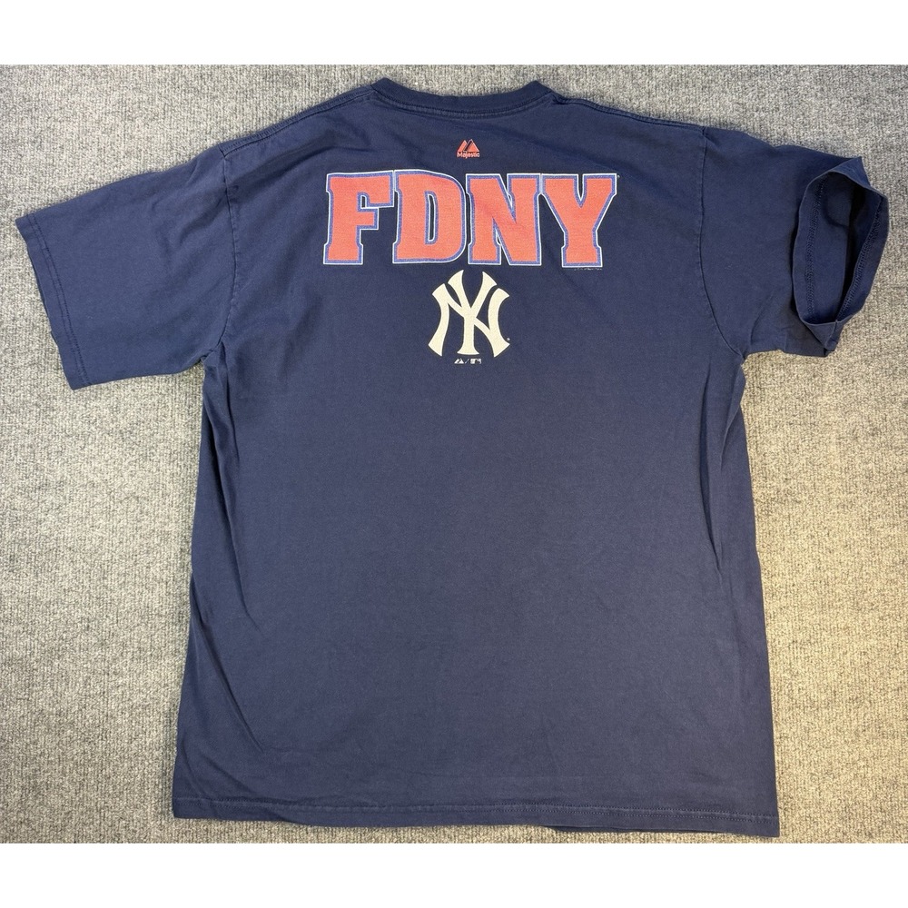 Vintage 2008 Majestic Yankees FDNY NYPD All Star Game T Shirt L Navy ML